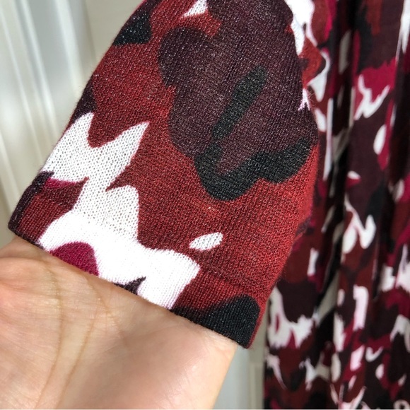 Lane Bryant Burgundy Black White Camo Lightweight Open Maxi Cardigan  18-20 - Picture 4 of 12